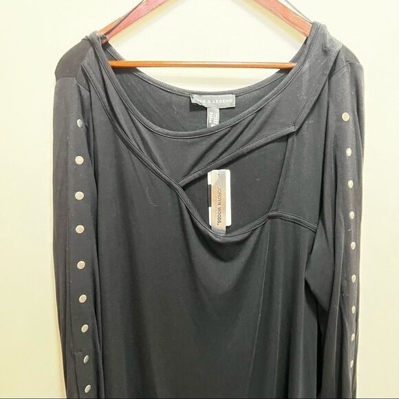 Addition Elle Love & Legend Black Long Sleeve Button Detail Keyhole Cutout NWT - Picture 4 of 9